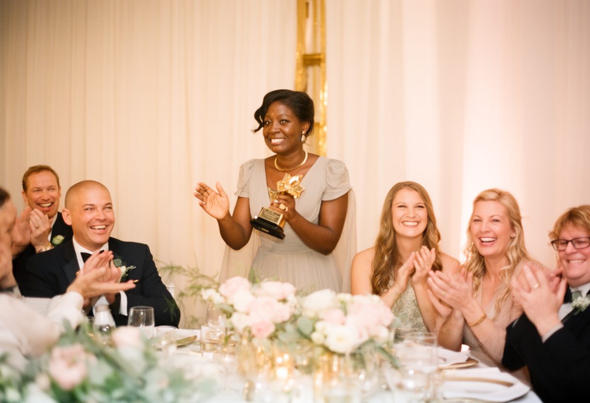 A standing ovation at an awards banquet