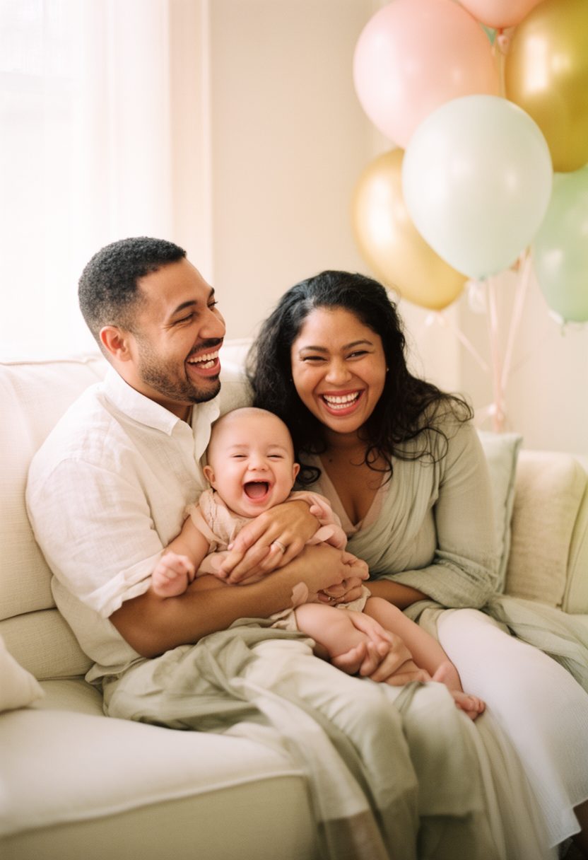Parents laughing with their baby