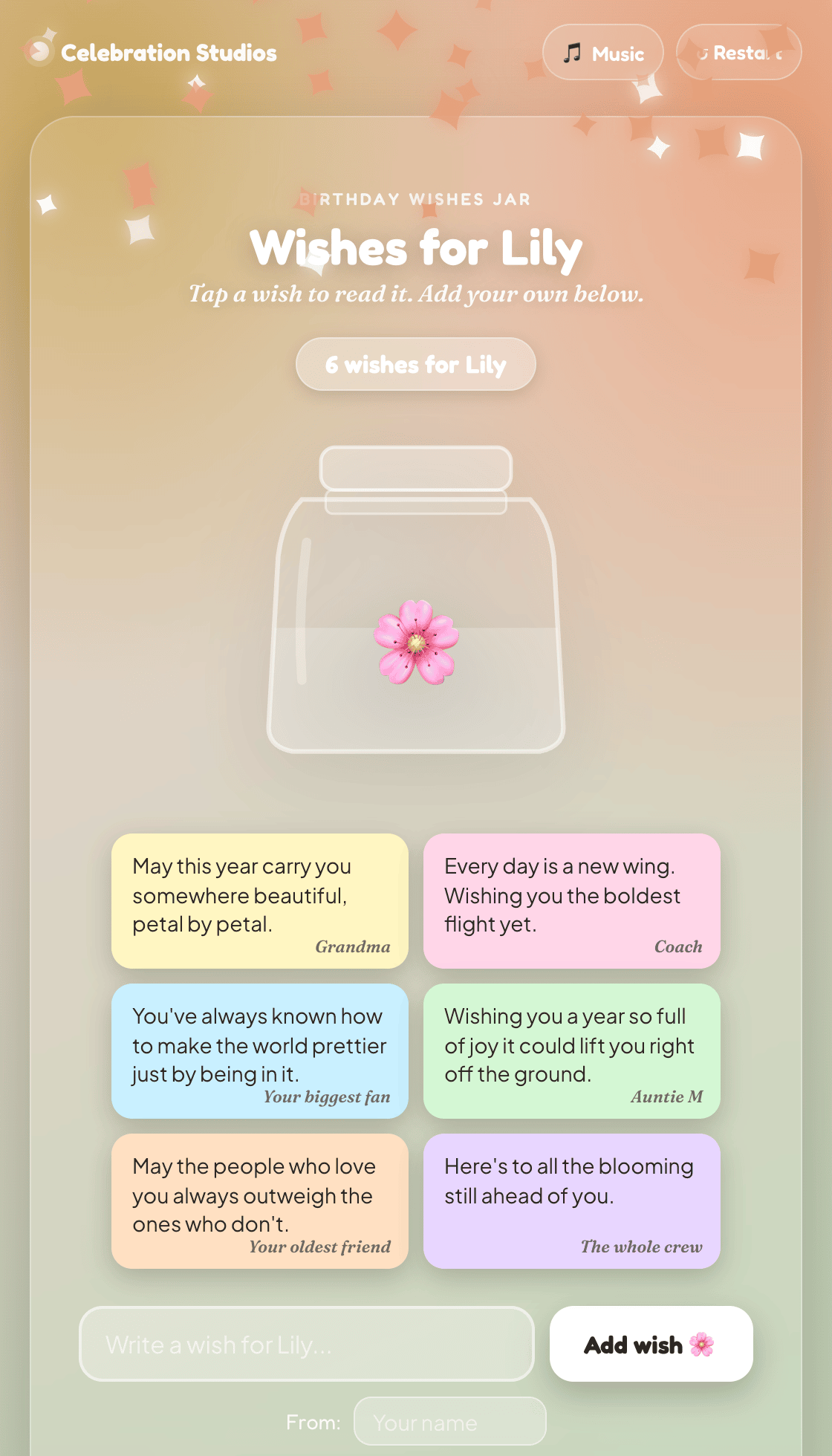 Birthday wishes jar